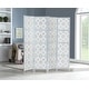 preview thumbnail 1 of 10, Quatrefoil Infused Diamond Design 4-panel Room Divider Silver
