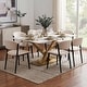 preview thumbnail 17 of 75, Voren Modern Rectangular Dining Table, Sintered Stone/Tempered Glass Top & Stainless Steel Gold Finish Pedestal Base