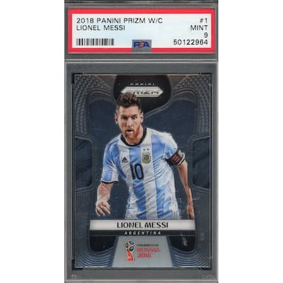 Lionel Messi 2018 Panini Prizm World Cup Soccer Card #1 Graded PSA 9 - 8'6" x 11'6"