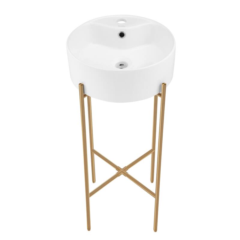 Swiss Madison SM-CS800 Monaco 15-3/4" Circular Ceramic Console - White / Brushed Gold