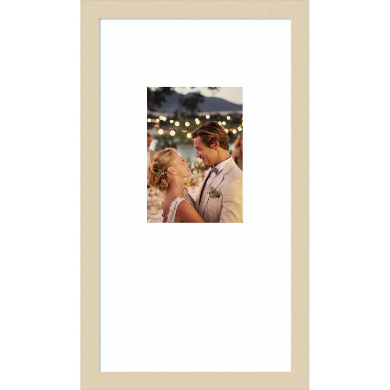 Svelte Clay Grey Framed Picture Frame, Photo Frame - 10x18 Matted White 5x7 - Svelte Natural