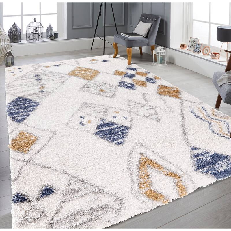 Noori Rug Lux Nolan Geometric 2-inch Thick Shag Rug