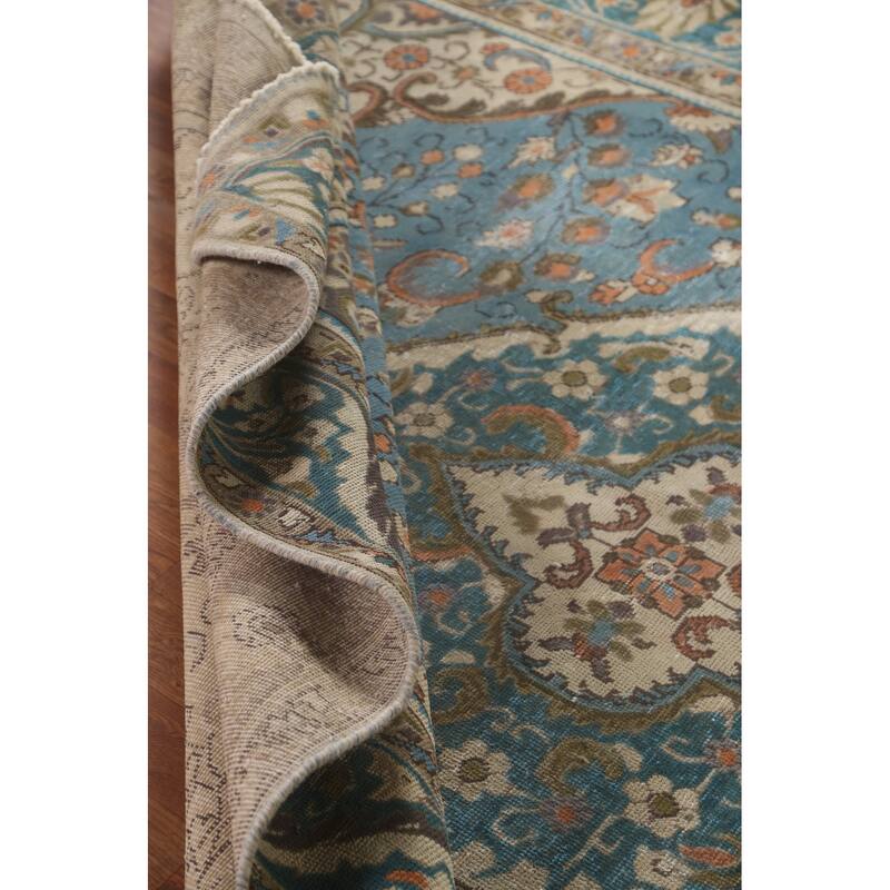 Distressed Over-Dyed Tabriz Persian Vintage Rug Handmade Wool Carpet - 6'8"x 9'10"