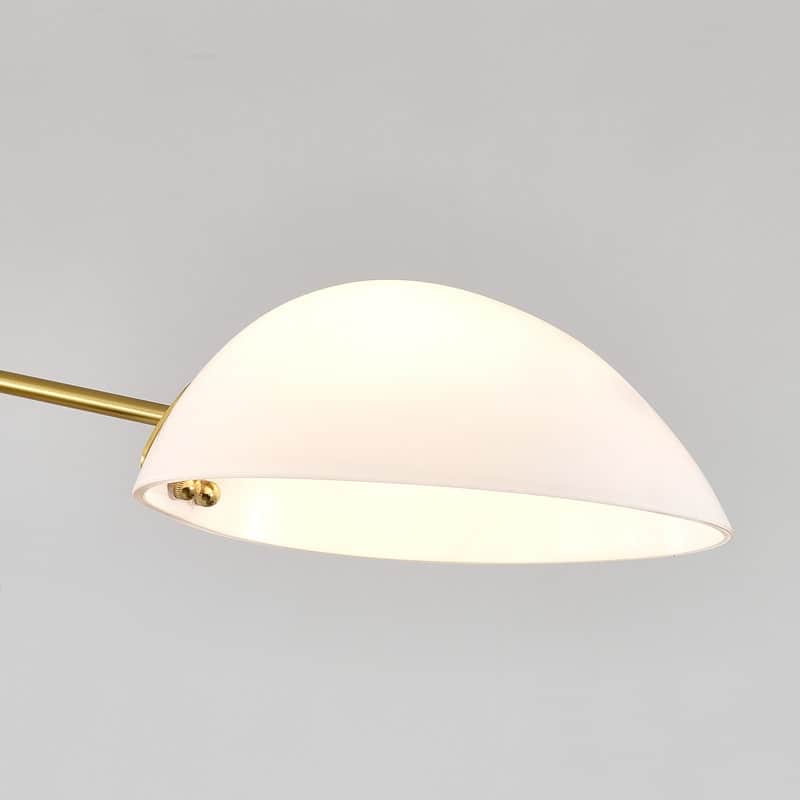 3-Arm Mid-Century Brass Chandelier Adjustable Farmhouse Pendant Light with Milky Glass Shades for Dining Rooms