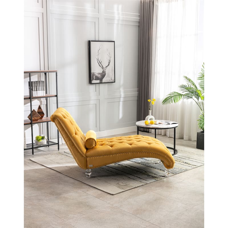 Velvet Chaise Lounge Indoor Chair, Leisure Long Lounger Concubine Sofa
