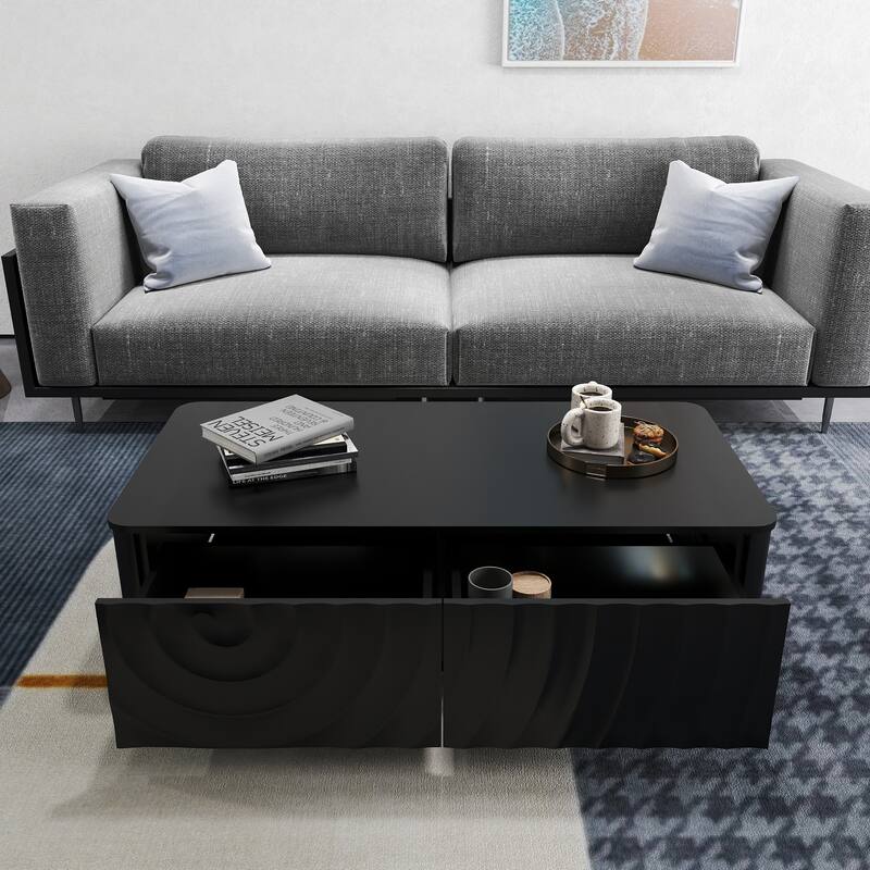 47" Rectangle Coffee Table With Storage Classic Square Spiral Grain Coffee Tables For Living Room Coffee Table With 2 Drawers