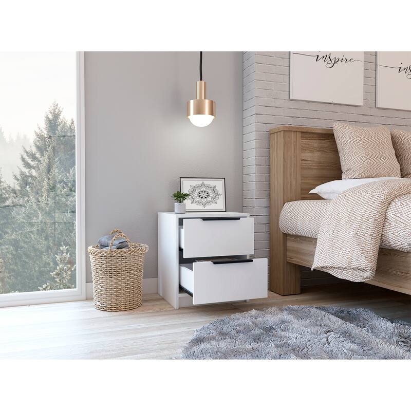 Sleek 2-Drawer Nightstand with Modern Design and Smooth Drawer Operation