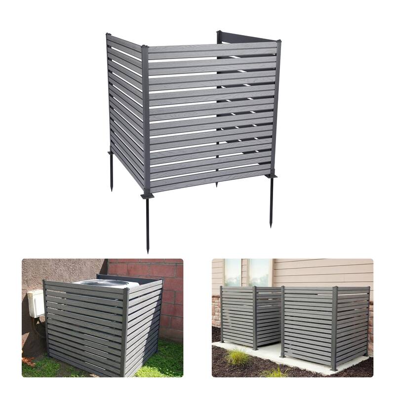Aoodor Patio Privacy Screen 49''W x 50''H Air Conditioner Fence - N/A - Gray-3 panels
