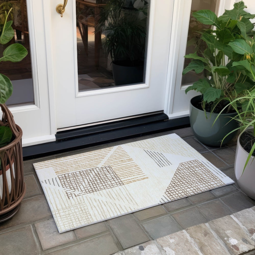 Machine Washable Indoor/ Outdoor Casual Contemporary Chantille Rug