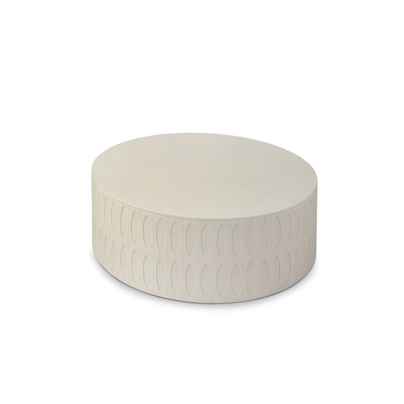 Boulder Drum Coffee Table-White Concrete - 42W x 42D x 16H