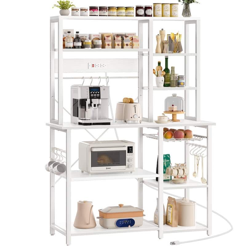 6-Tier Microwave Stand - 39.3"D x 15.5"W x 66.9"H - White