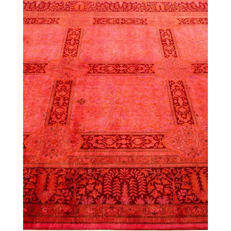 Overton Hand Knotted Wool Vintage Inspired Modern Contemporary Overdyed Pink Area Rug - 6' 2" x 9' 2"