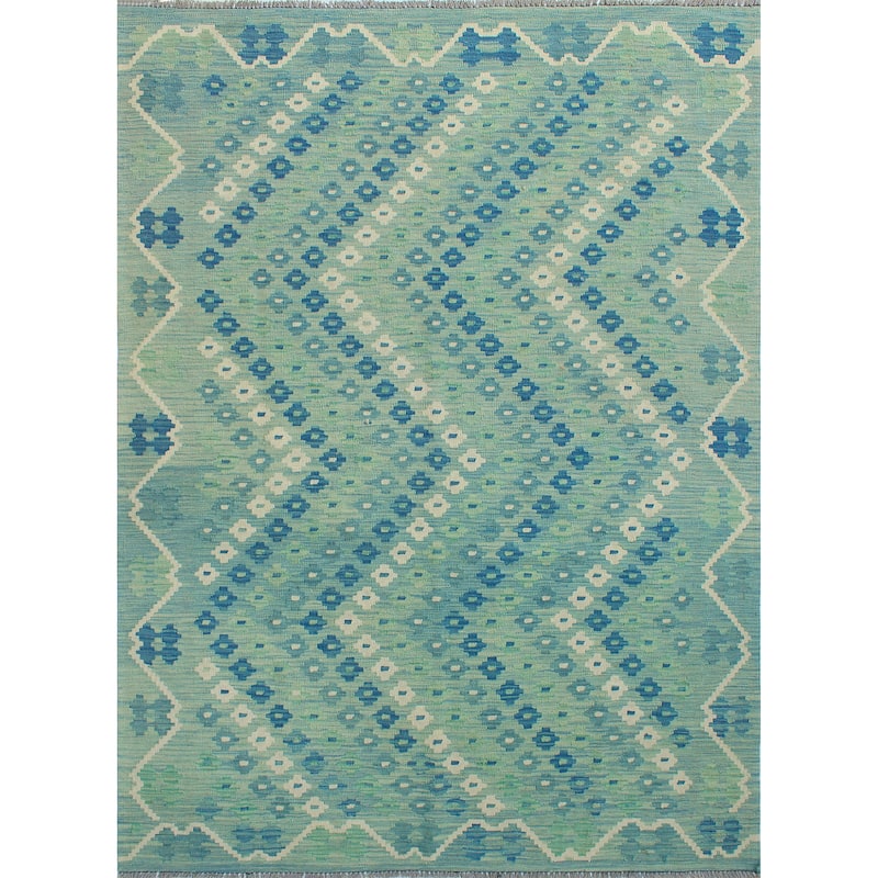 Flatweave Lorena Lt. Green/Blue Rug - 5'8" x 8'0"