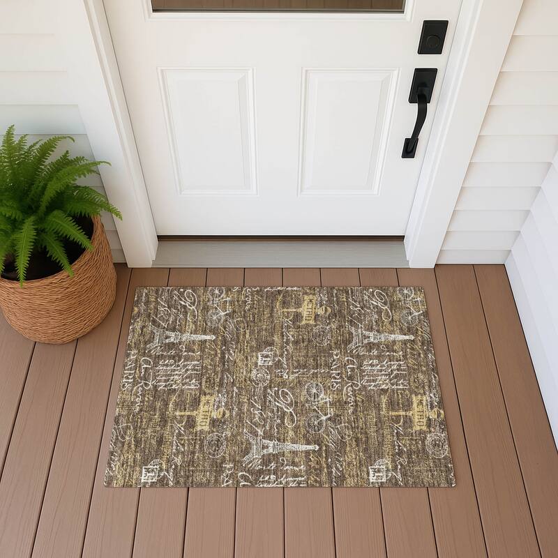 Machine Washable Indoor/ Outdoor Paris Chic Chantille Rug - Chocolate - 1'8" x 2'6"