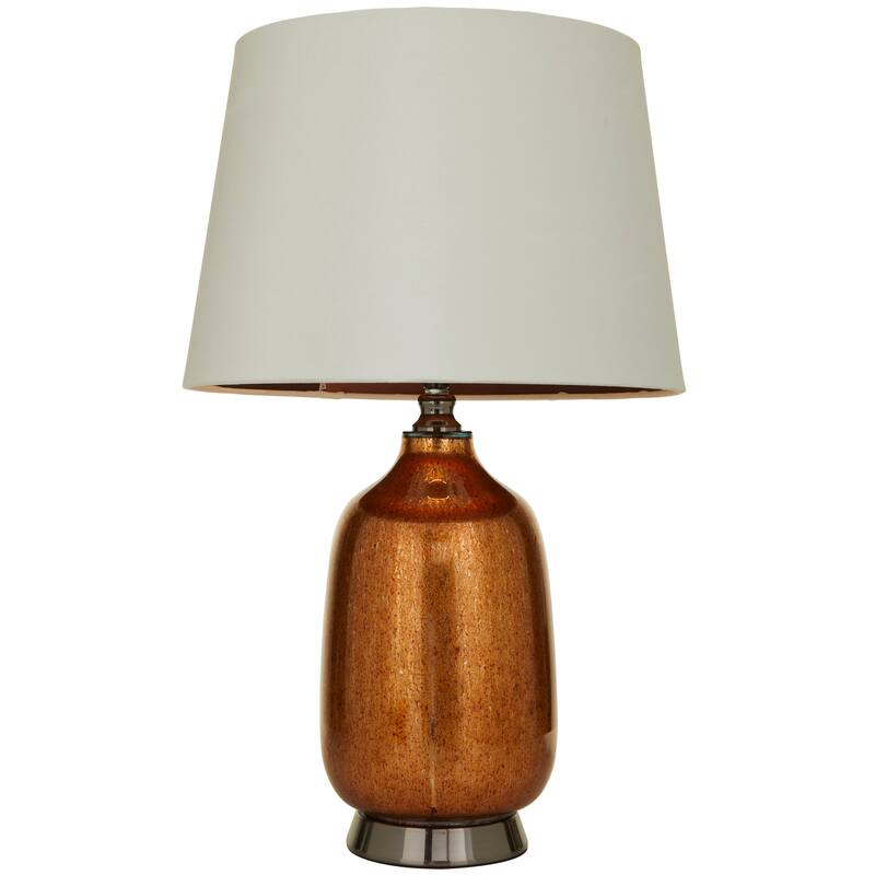 Copper Glass Gourd Style Base Table Lamp with Tapered Shade