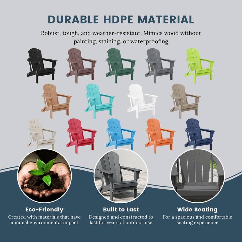 Laguna Hdpe All Weather Outdoor Patio Foldable Adirondack Chairs (Set Of 8)