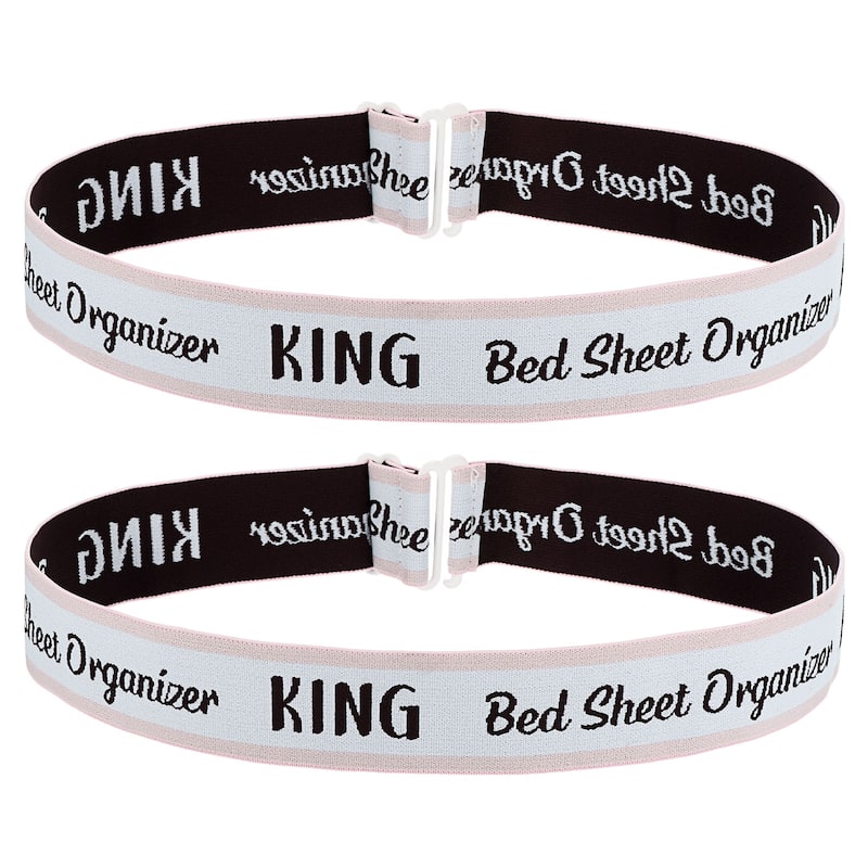 Adjustable Bed Sheet Organizer Bands 350x40mm, Pink/White, KING - Pink/White