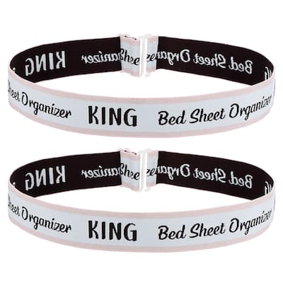 Adjustable Bed Sheet Organizer Bands 350x40mm, Pink/White, KING - Pink/White