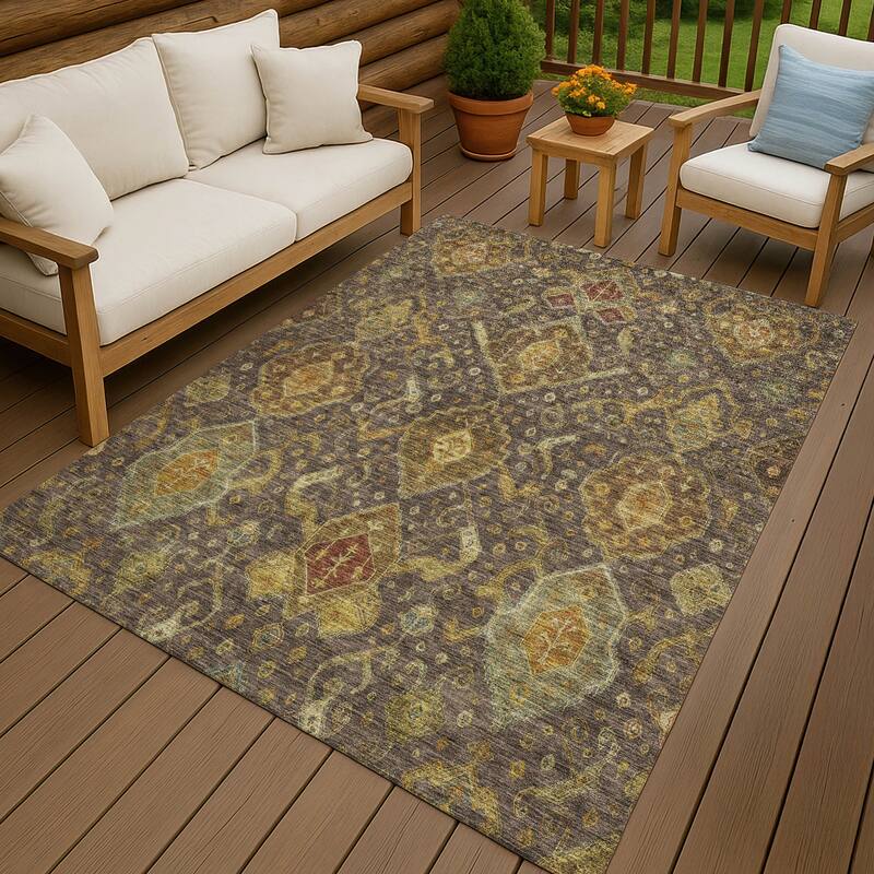 Machine Washable Indoor/ Outdoor Traditional Venetian Chantille Rug