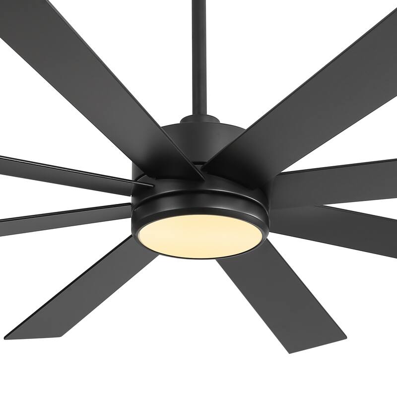 65-inch Black Ceiling Fan with LED Light Remote and Downrod(8-Blade)