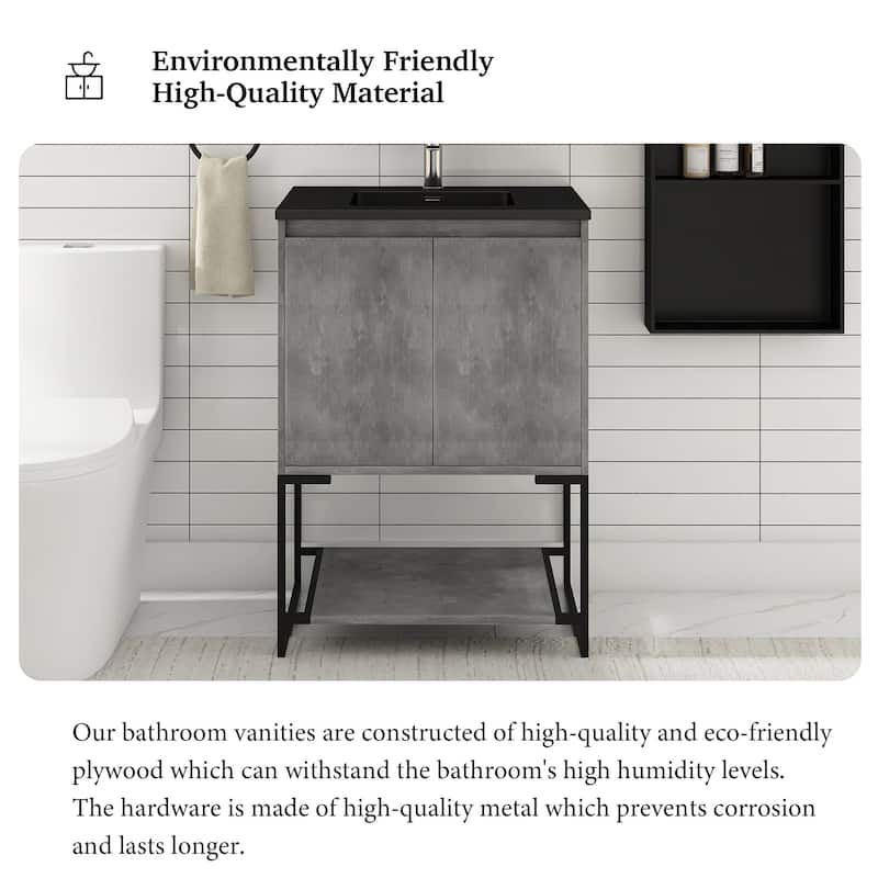 24-inch Freestanding Bath Vanity with White Cultured Mable Top