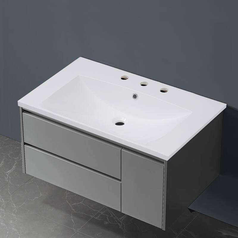 Topcraft Resin Bathroom Vanity Sink Top with Overflow - 30"