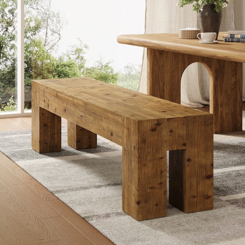 Solid Wood Dining Bench, 63" Extra Long Kitchen Table Bench for Dining Room, Kitchen, Restaurant