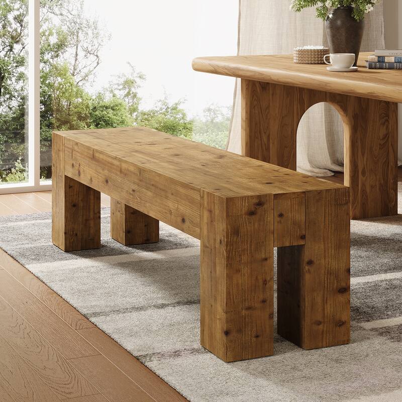 Solid Wood Dining Bench, 63" Long Heavy Duty Kitchen Table Bench