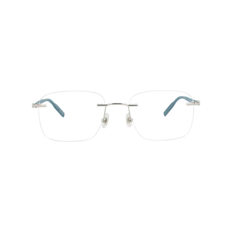 Montblanc Square-Frame Metal Optical Frames - Silver Blue Transparent - Silver