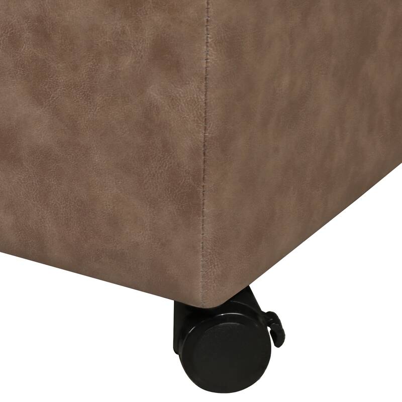 Adeco Faux Leather Storage Ottoman for Living Room