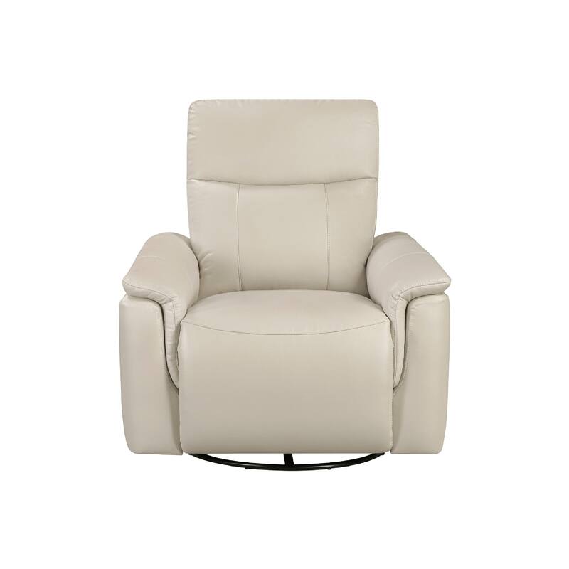 Jen Manual Swivel Glider Reclining Chair, Taupe Top Grain Leather