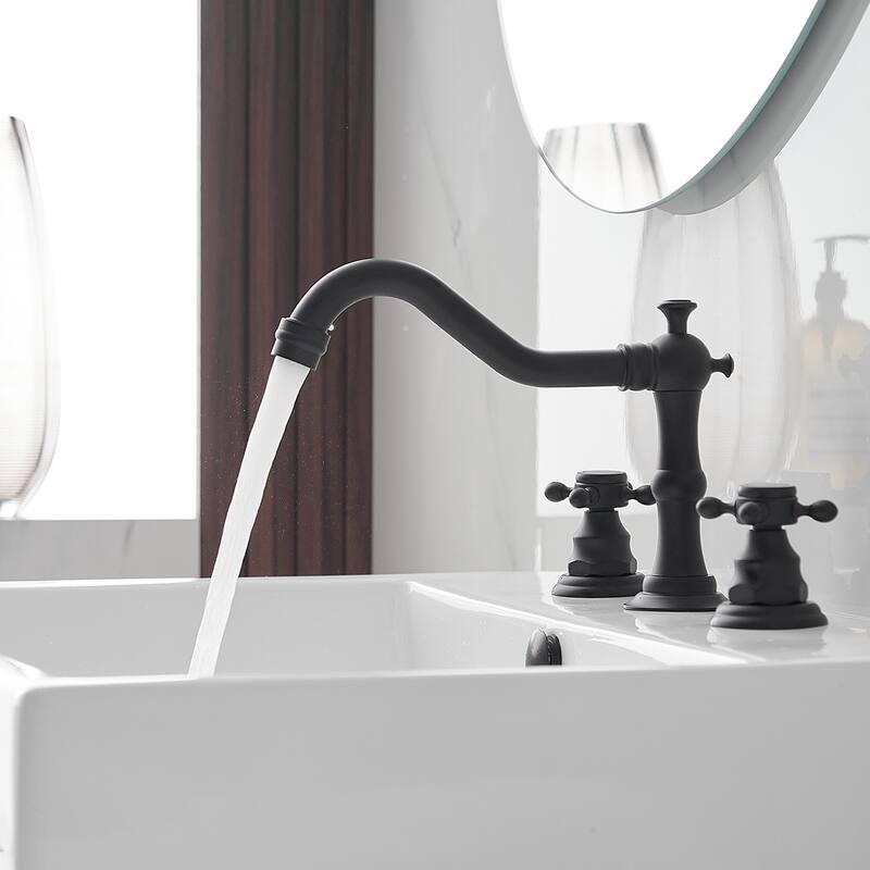 8 in. Widespread Bathroom Faucet Double Handle 3-Hole Deck Mount with Drain Assembly