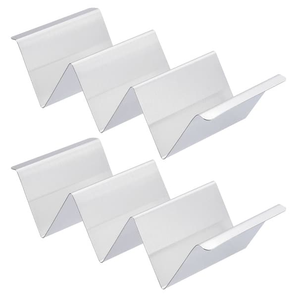 2pcs Stainless Steel Taco Holder with Handle Wave-Shaped Taco Rack Tray - Silver
