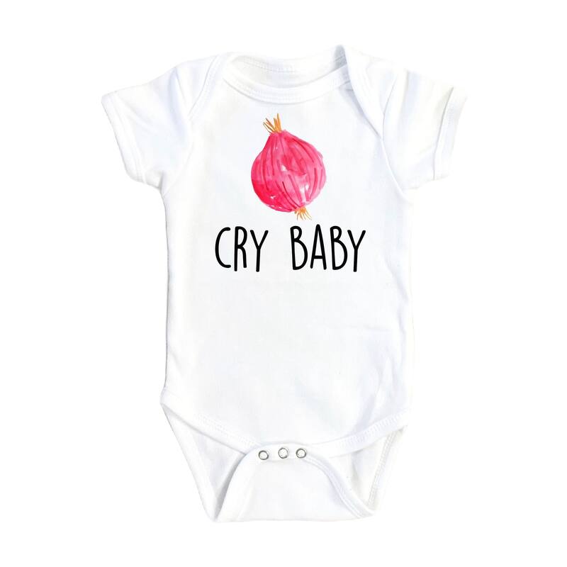Onion Cry - Baby Boy Girl Clothes Infant Bodysuit Funny Cute Newborn 1A - White - 0-3M