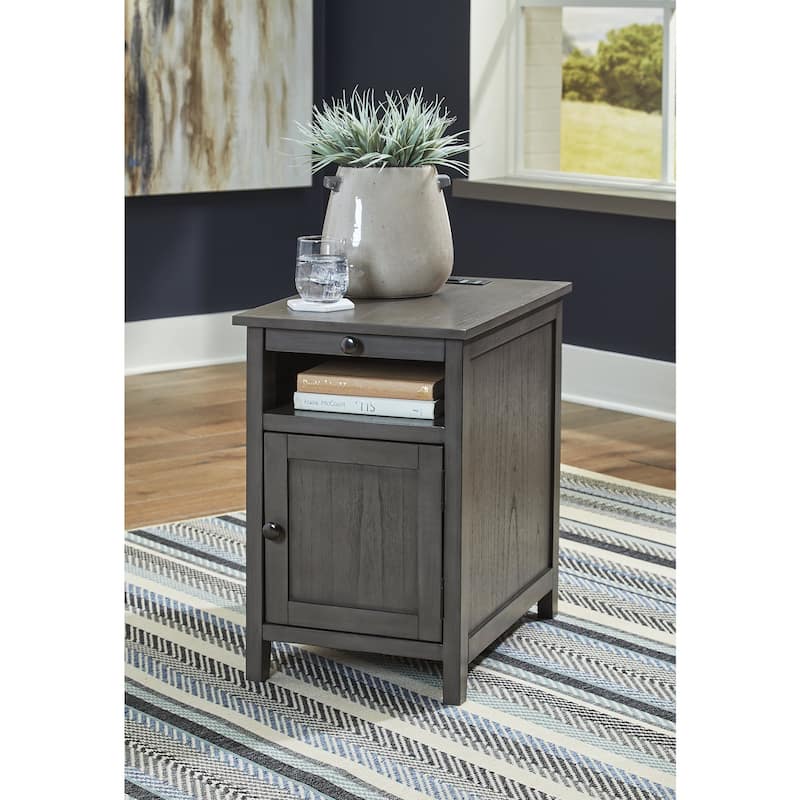 Signature Design by Ashley Treytown Chairside End Table - 16"W x 24"D x 24"H - Charcoal