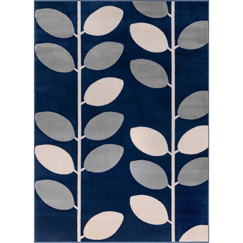 Well Woven Barclay Belinay Botanical Abstract Pattern Floral Area Rug - 5' 3" x 7' 3" - Blue - Rectangle