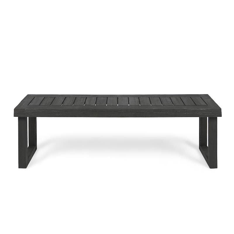 Roomfitters Outdoor Acacia Wood Dining Bench with Rectangular Legs and Slatted Top