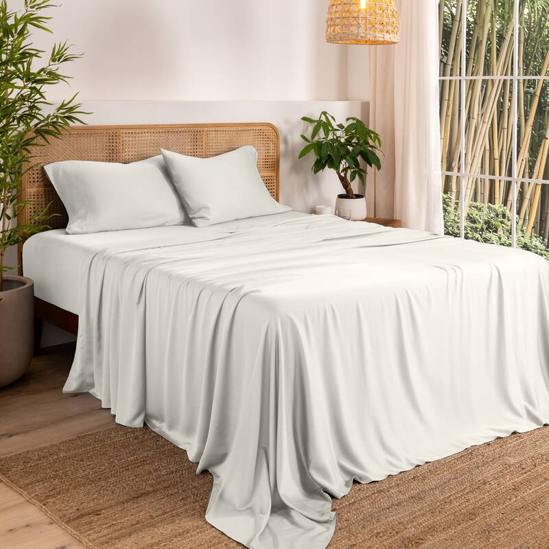 Bare Home Rayon from Bamboo Sheet Set - Deep Pocket - Breathable - Queen - Cream