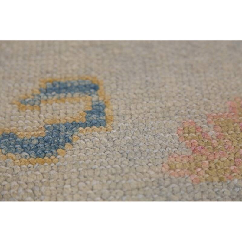 Hand Knotted Oriental 100% Wool Carpet Transitional All-Over Beige & Ivories Oushak Area Rug - 13' 2'' X 9' 5''