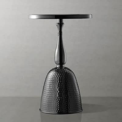 DH LUX Modern 16-inch Metal Round End Table with Pedestal Base by Denhour