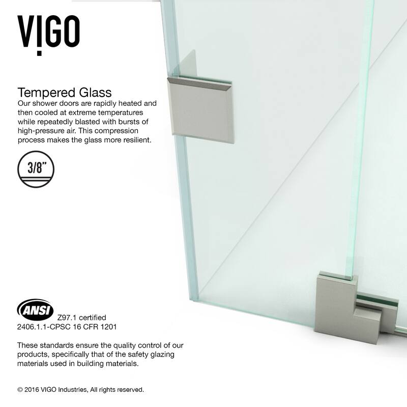 VIGO Pirouette Frameless Pivot Shower Door