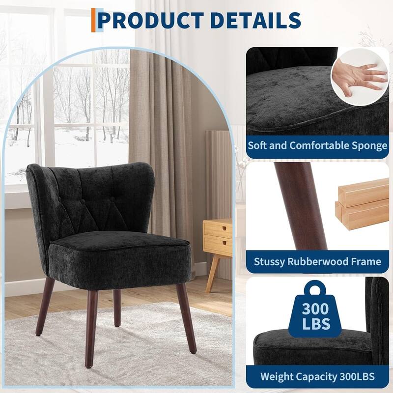 Mid-Century Fabric Accent Kitchen Dining Chairs for Living Room, Bedroom