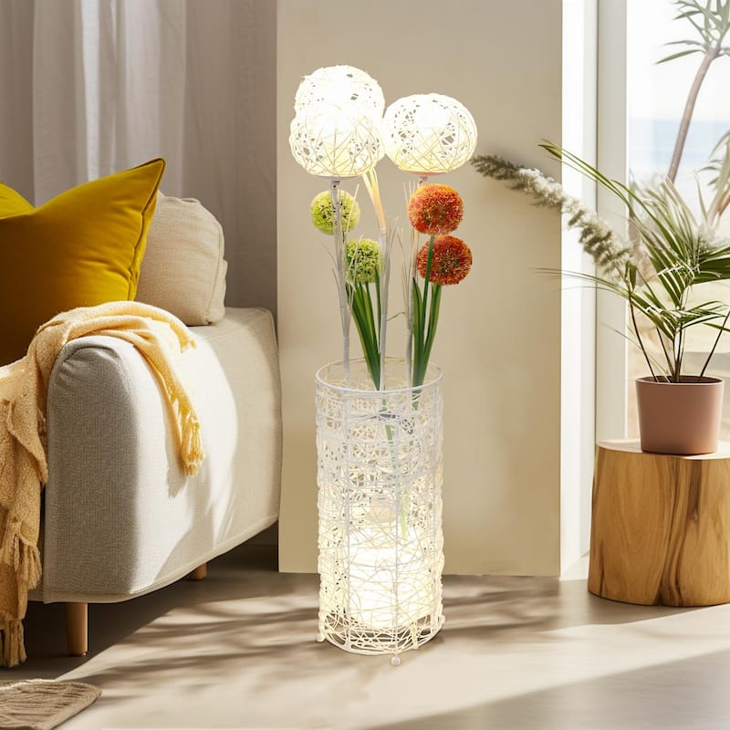 Modern Pastoral Decorative Rattan Standing LED Tree Light