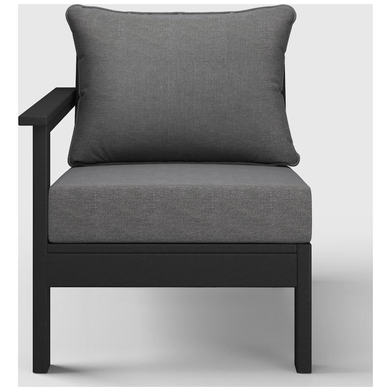 Birchwood All Weather HDPE Outdoor Patio Deep Seating Black Left Arm Facing Chair With Cushions (1-Piece)