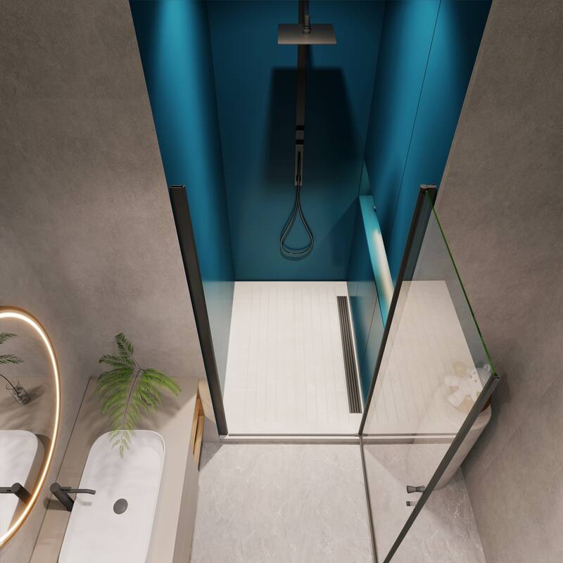 Pivot shower door, open outside, with 1/4" tempered glass