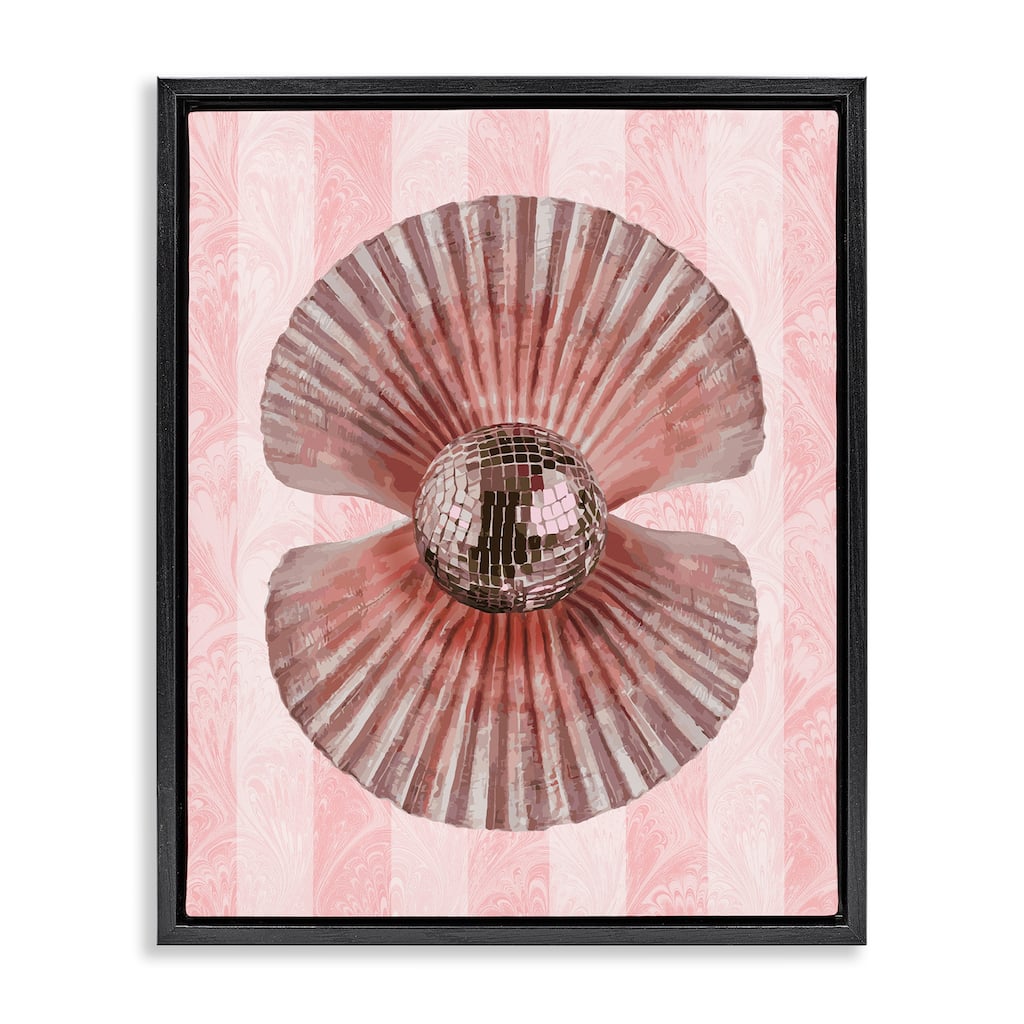 Stupell Disco Pearl in Clam Shell Framed Floater Canvas Wall Art Design By Lil' Rue