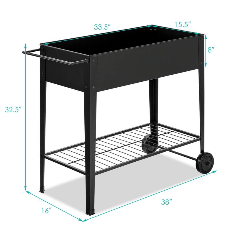 Gymax Raised Garden Bed Elevated Planter Box on Wheels Steel Planter - 38'' X 16'' X 32.5''