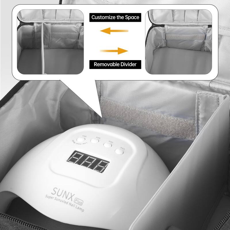 Double-Layer Nail Polish Organizer Bag, Holds 27 Bottles, Nail Tools & Dryer Storage Case with Adjustable Dividers