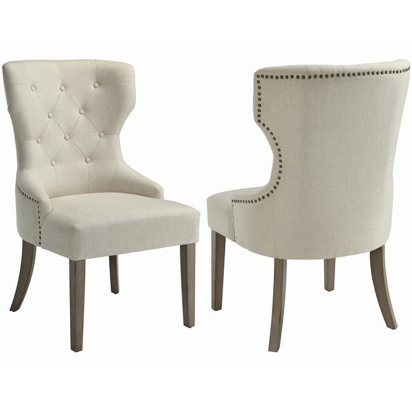 Contemporary Button Tufted Demi Wing Back Dining Chair with Nailhead