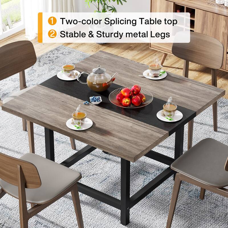 Small Conference Room Table for 4 People, Square 40- Inches Wood Desk for Home Office - 39-inch D